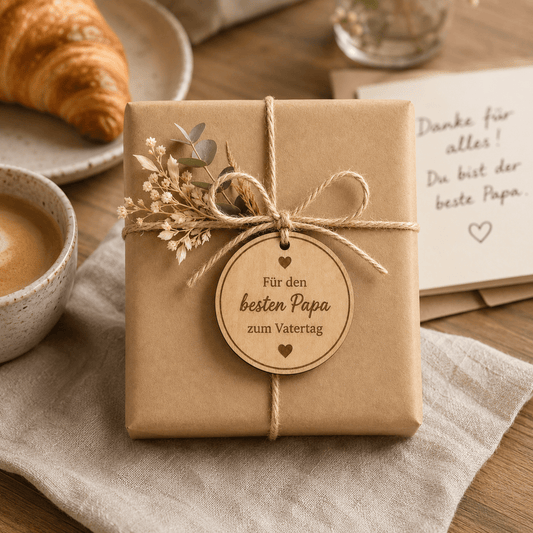 Geschenkanhänger / Holzanhänger mit Gravur - Für den bester Papa zum Vatertag - DwieDeko