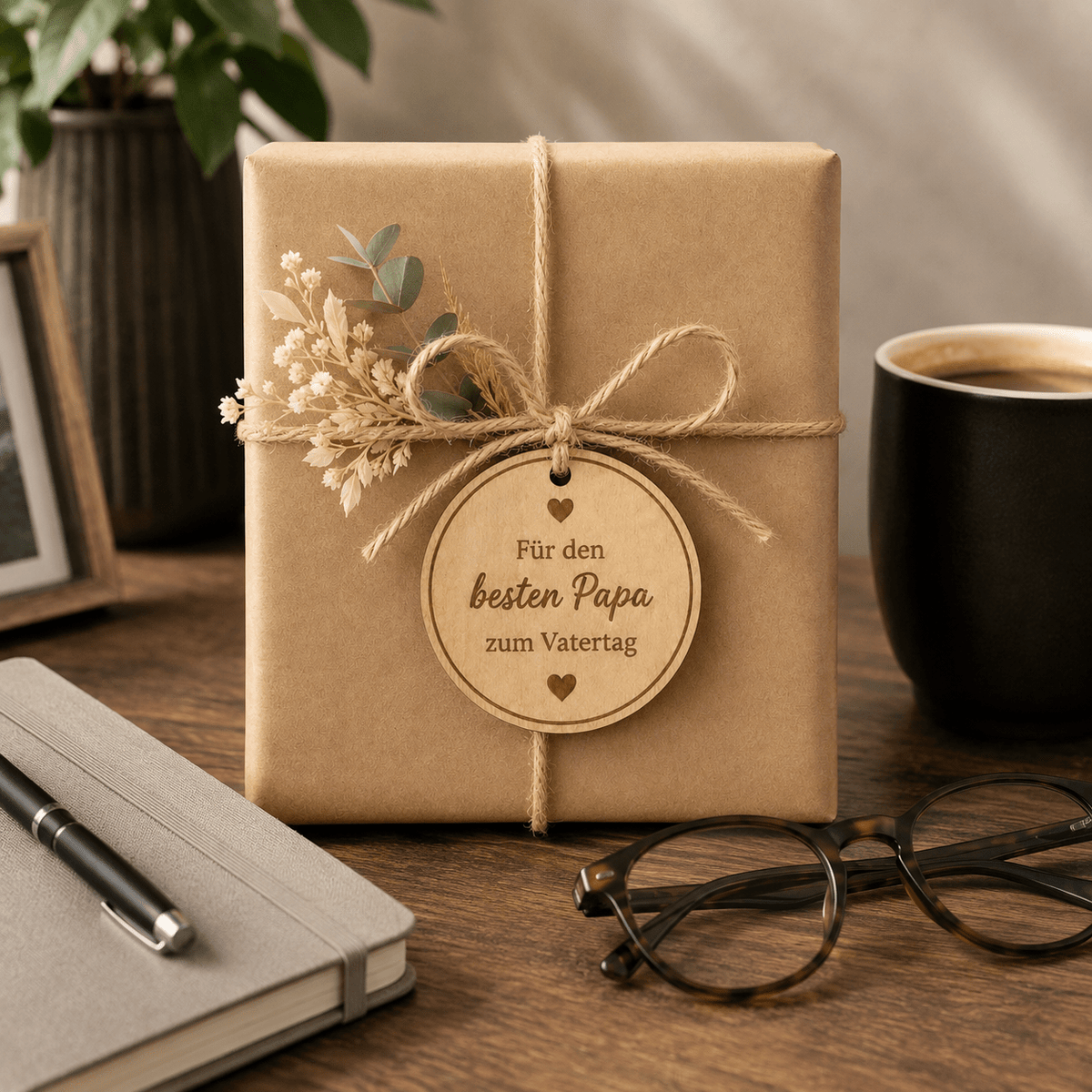 Geschenkanhänger / Holzanhänger mit Gravur - Für den bester Papa zum Vatertag - DwieDeko