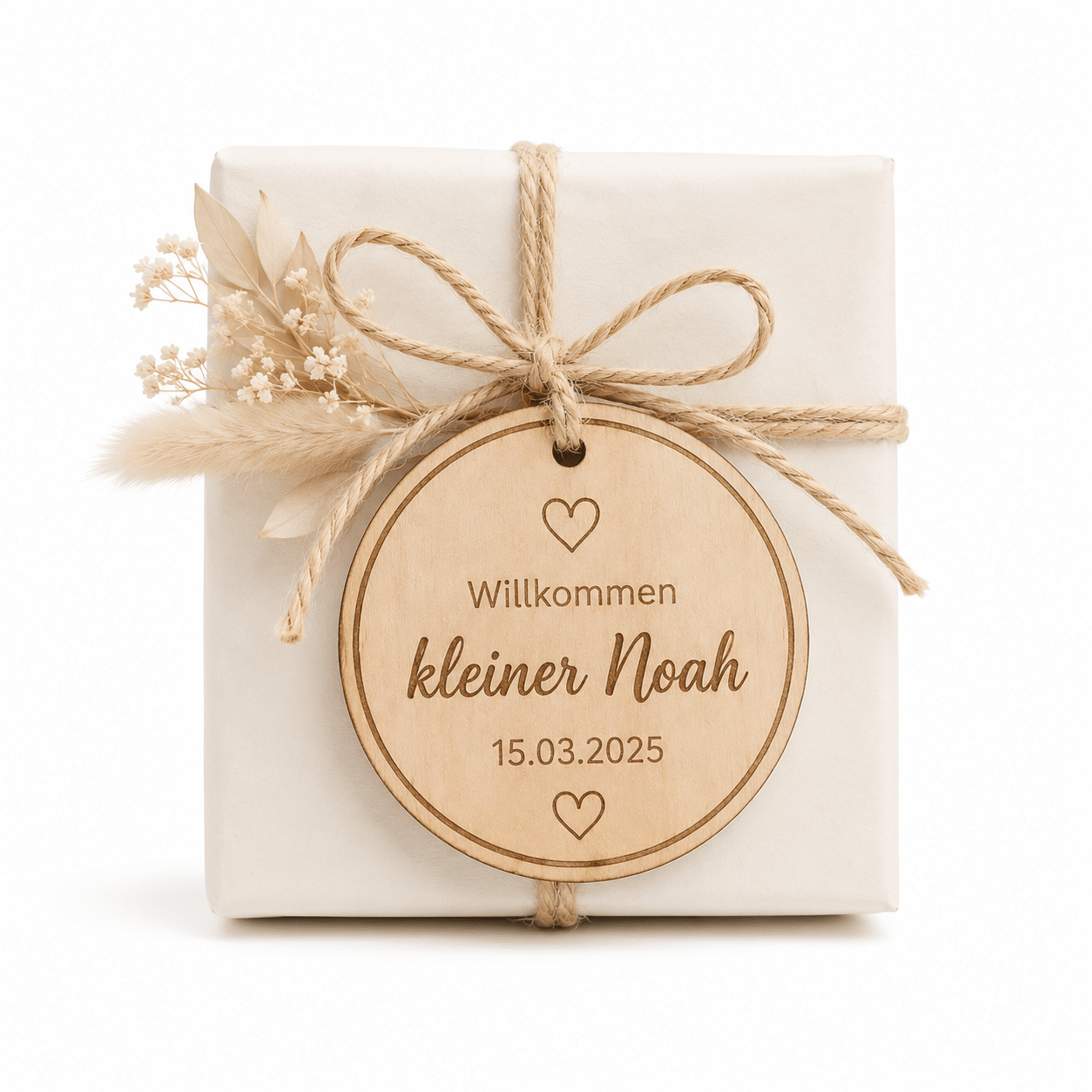 Geschenkanhänger personalisiert aus Holz - zur Geburt & Taufe - DwieDeko