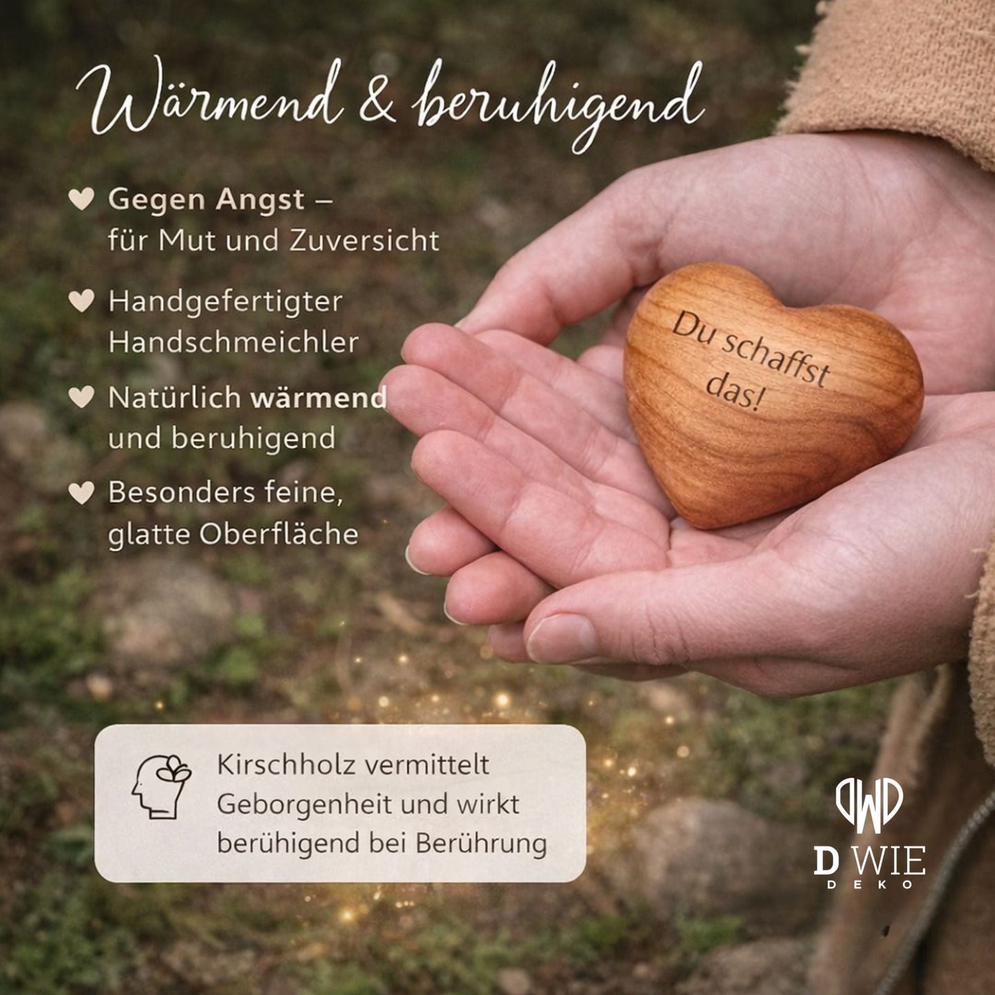 Handschmeichler Herz Holz 'Ich liebe dich' – Mutmacher Geschenk für Männer & Frauen - DwieDeko