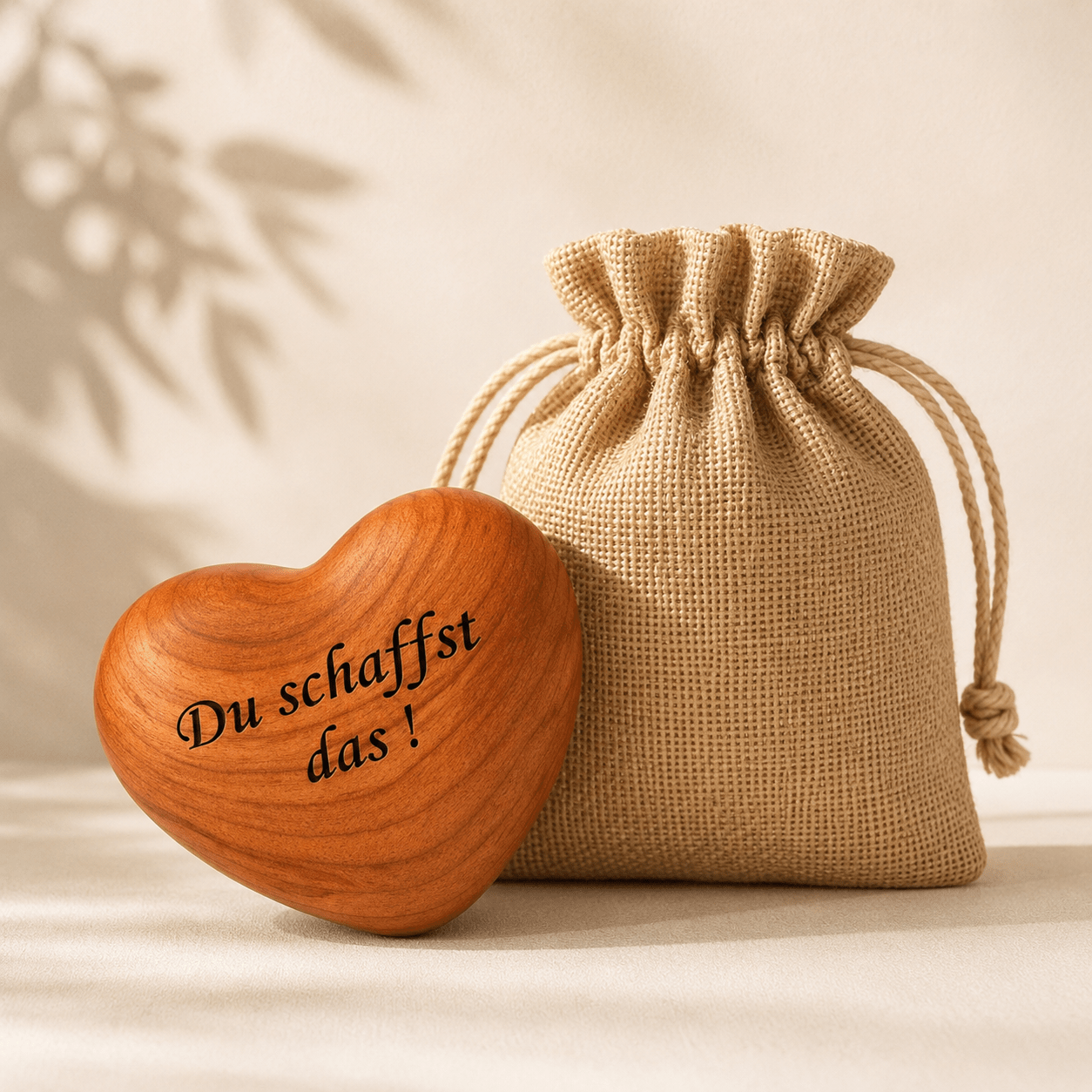 Handschmeichler Holz Herz mit Gravur „Du schaffst das“ – Mutmacher Geschenk Krankheit & Geschenk Prüfung - DwieDeko