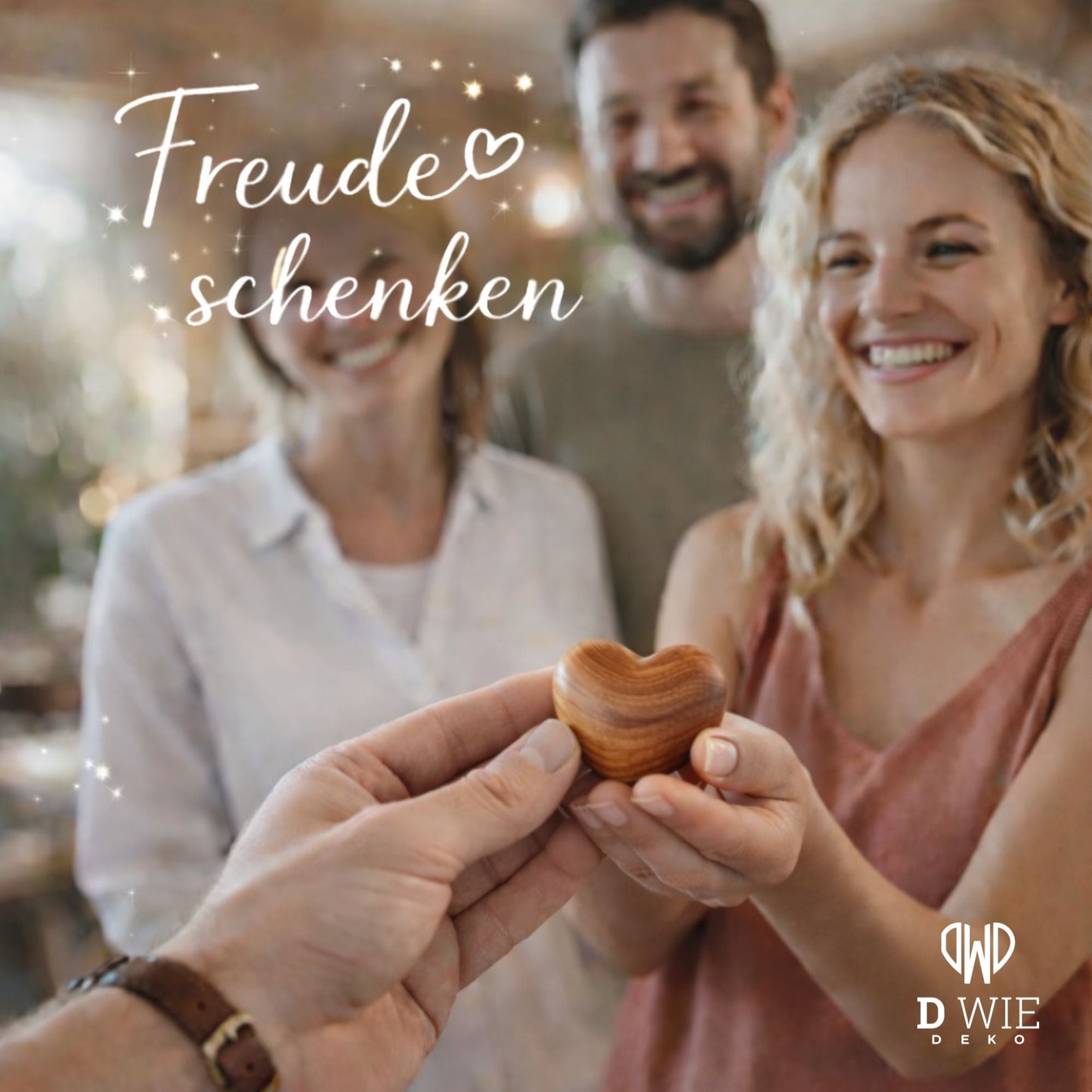 Holz Herz - Handschmeichler 'Schön, dass es dich gibt' – persönliches Geschenk - DwieDeko