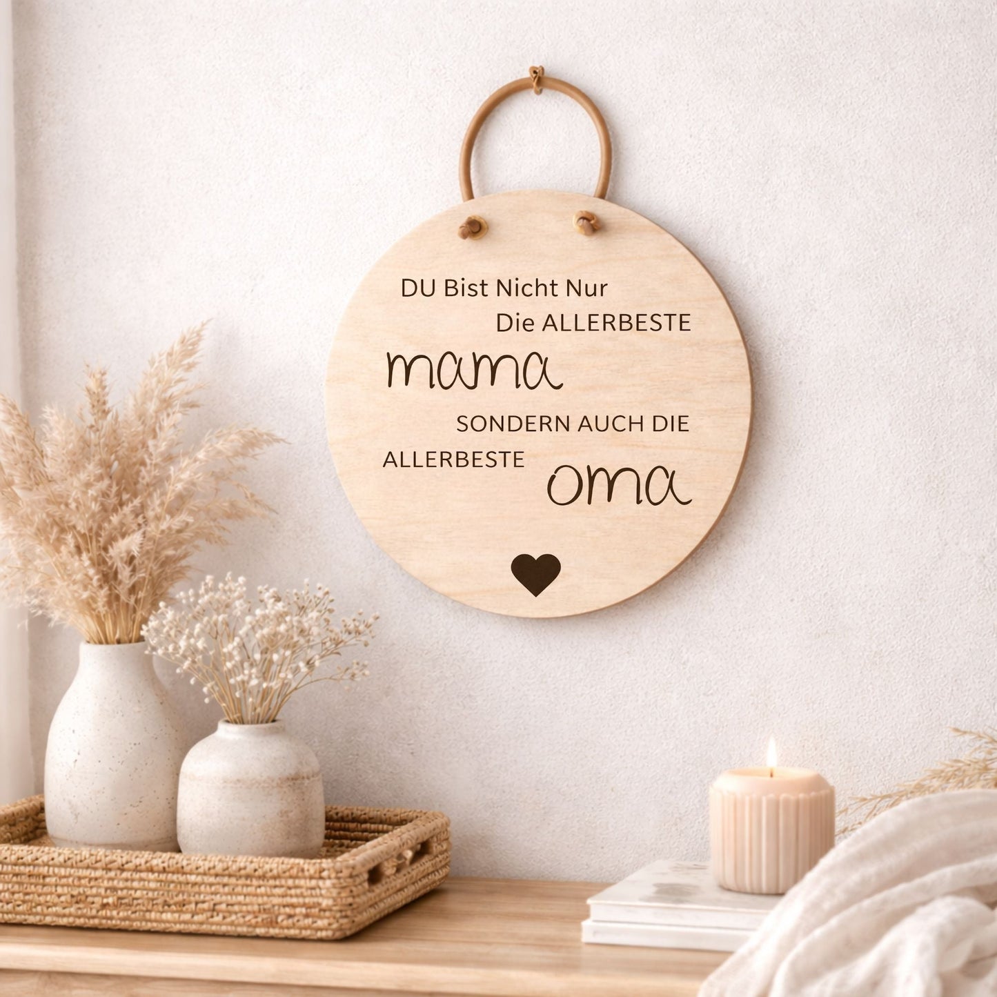 Holzschild Wand mit Spruch "Allerbeste Mama, allerbeste Oma" - DwieDeko