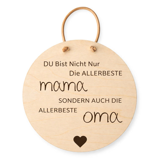 Holzschild Wand mit Spruch "Allerbeste Mama, allerbeste Oma" - DwieDeko