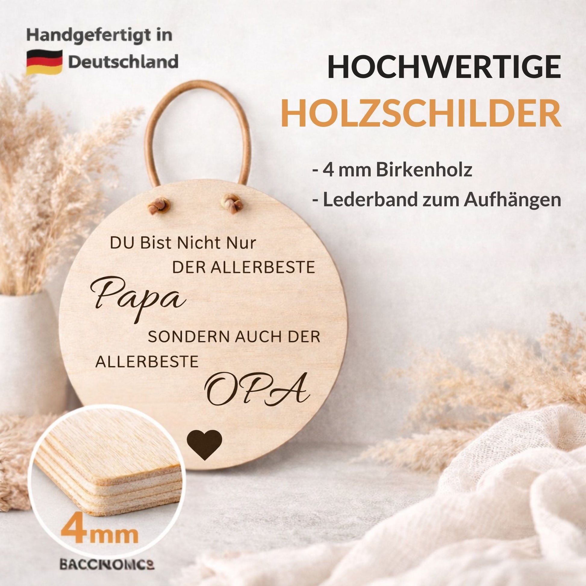 Holzschild Wand mit Spruch - Allerbeste Papa, allerbeste Opa - DwieDeko