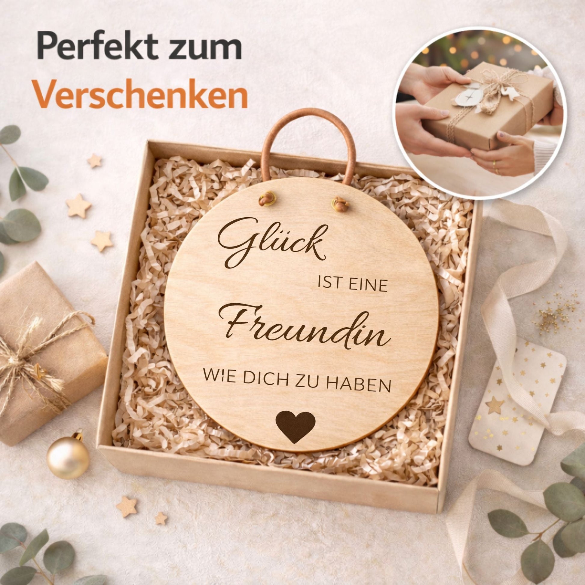 Holzschild Wand mit Spruch - Glück ist eine Freundin wie dich zu haben - DwieDeko