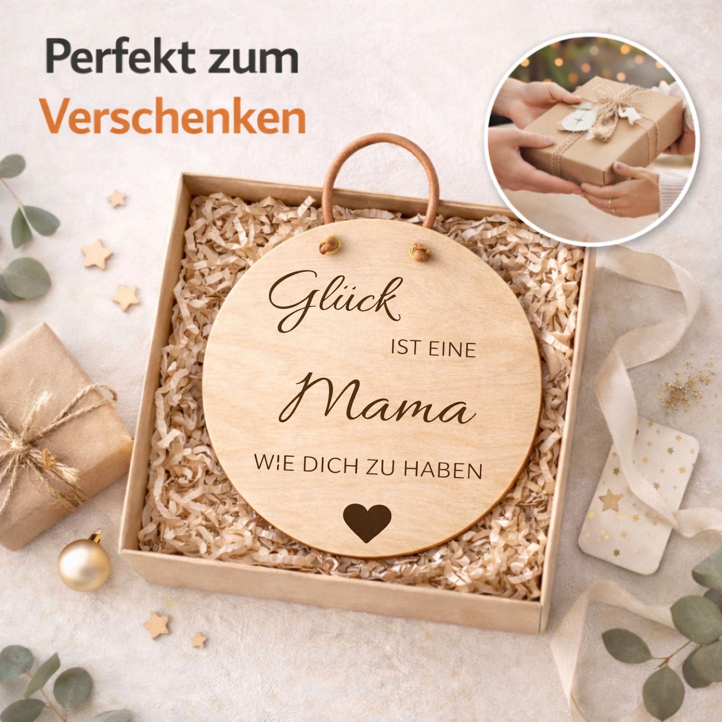 Holzschild Wand mit Spruch - Glück ist eine Mama wie dich zu haben - DwieDeko