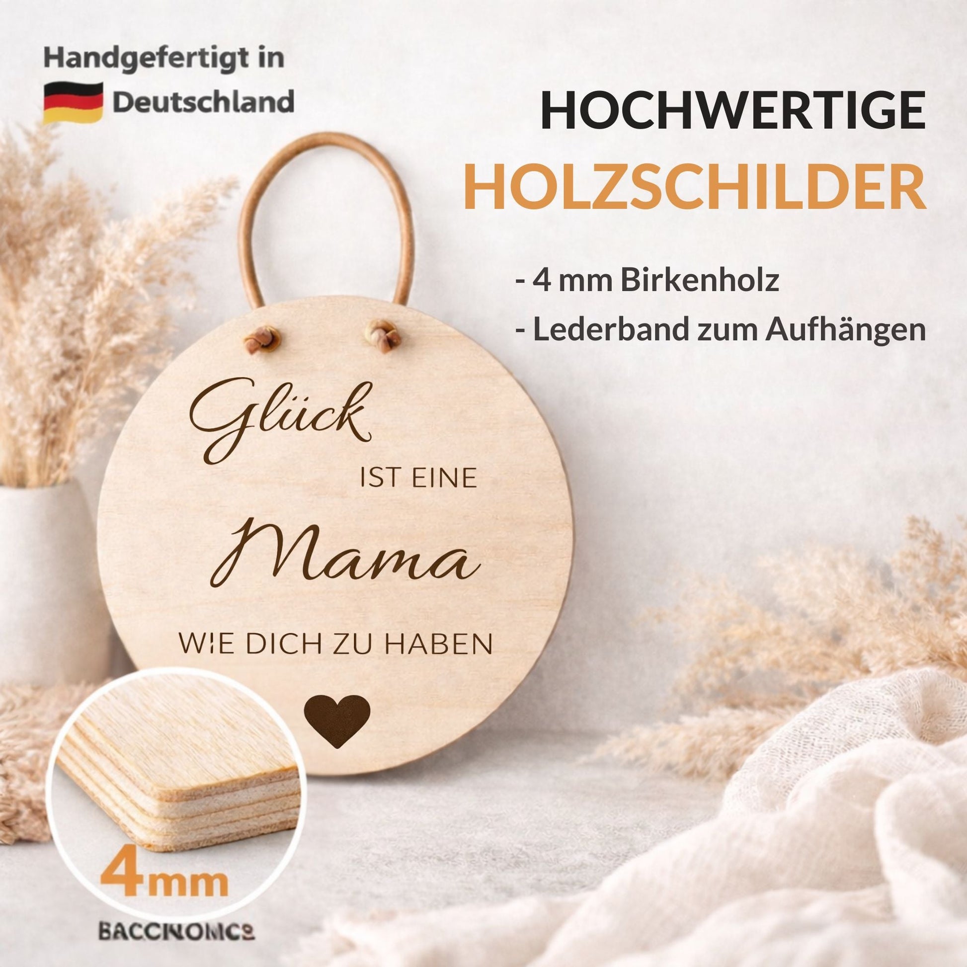 Holzschild Wand mit Spruch - Glück ist eine Mama wie dich zu haben - DwieDeko