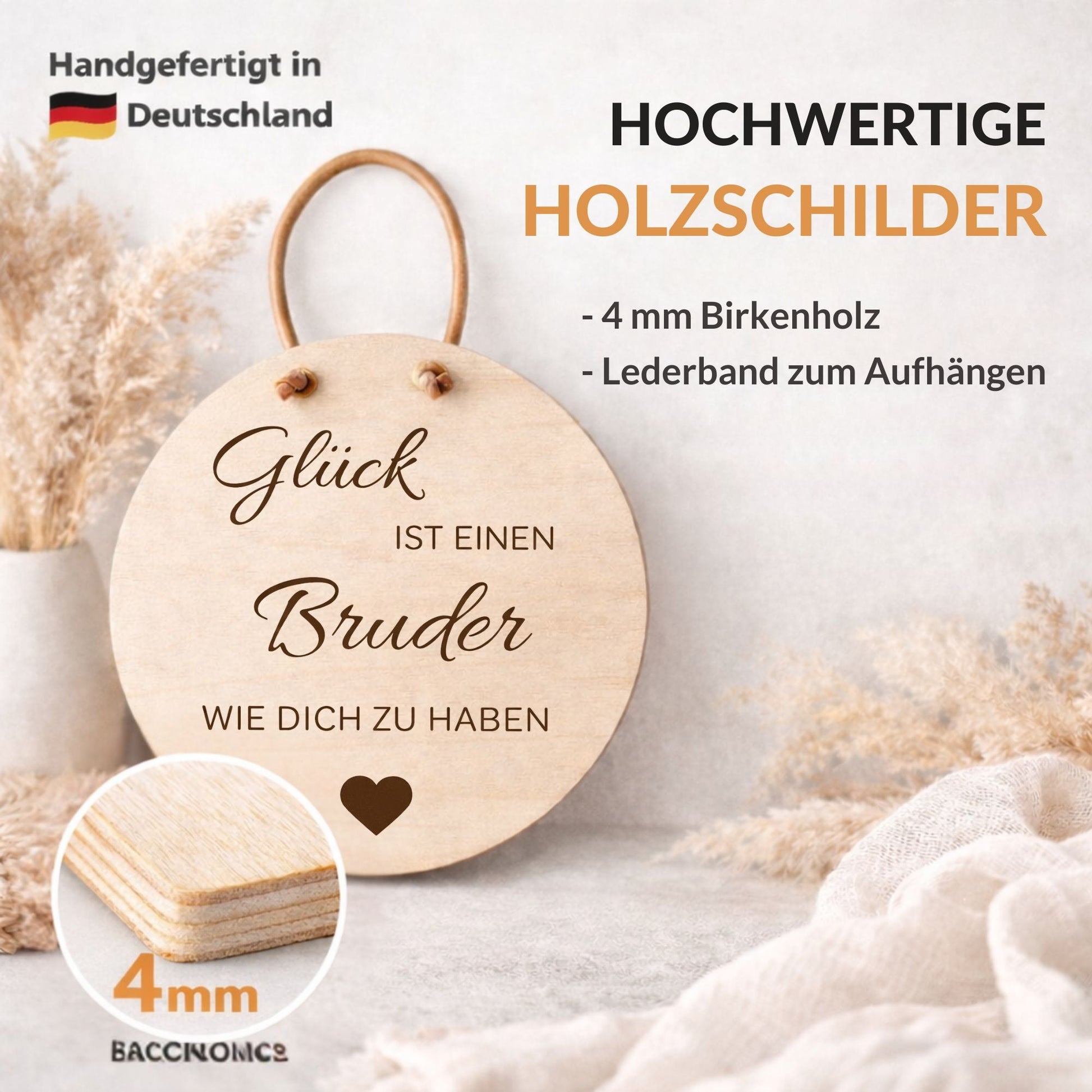 Holzschild Wand mit Spruch - Glück ist einen Bruder wie dich zu haben - DwieDeko