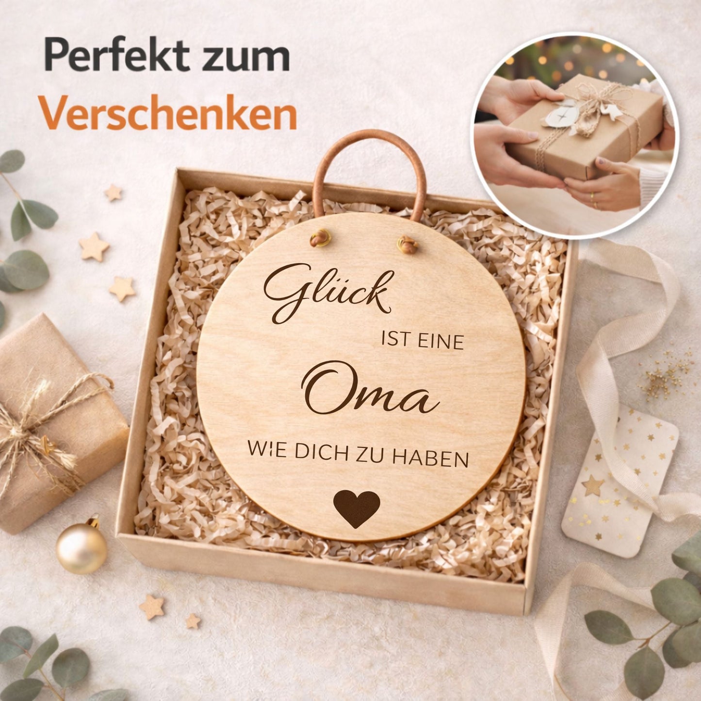 Holzschild Wand mit Spruch - Glück ist einen Oma wie dich zu haben - DwieDeko