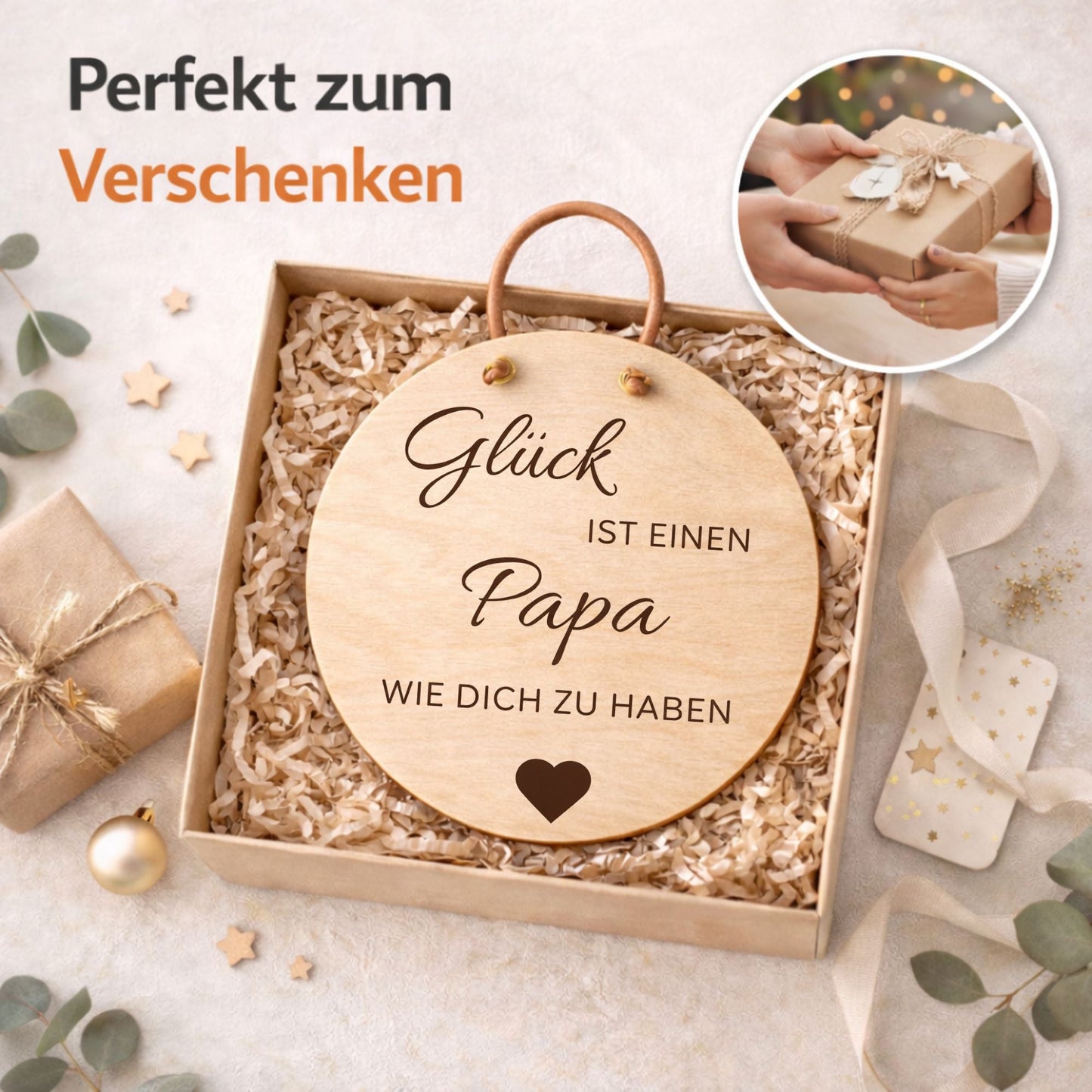 Holzschild Wand mit Spruch - Glück ist einen Papa wie dich zu haben - DwieDeko