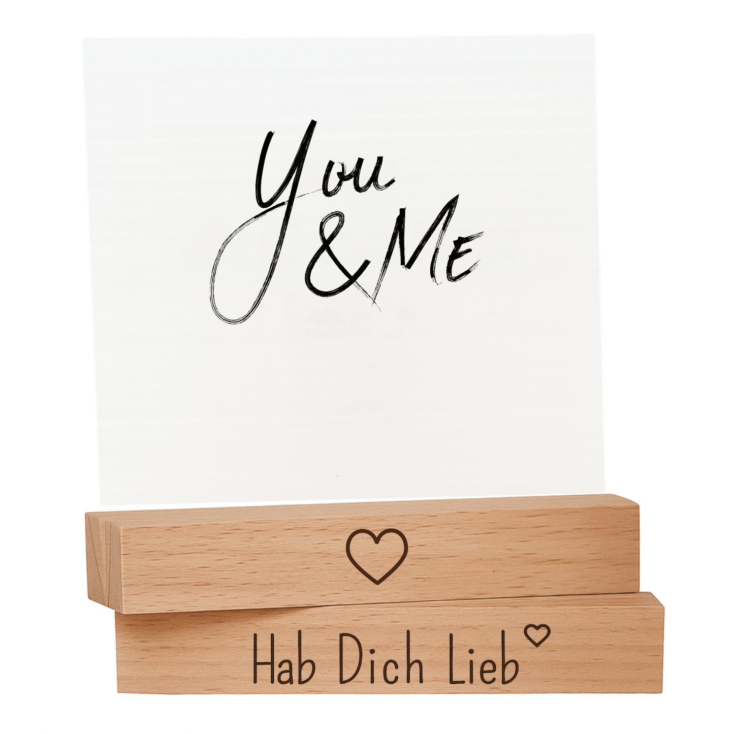 Kartenhalter Hab Dich Lieb – 2er Set Fotohalter Holz für Geschenke Freundin & Tischdeko - DwieDeko