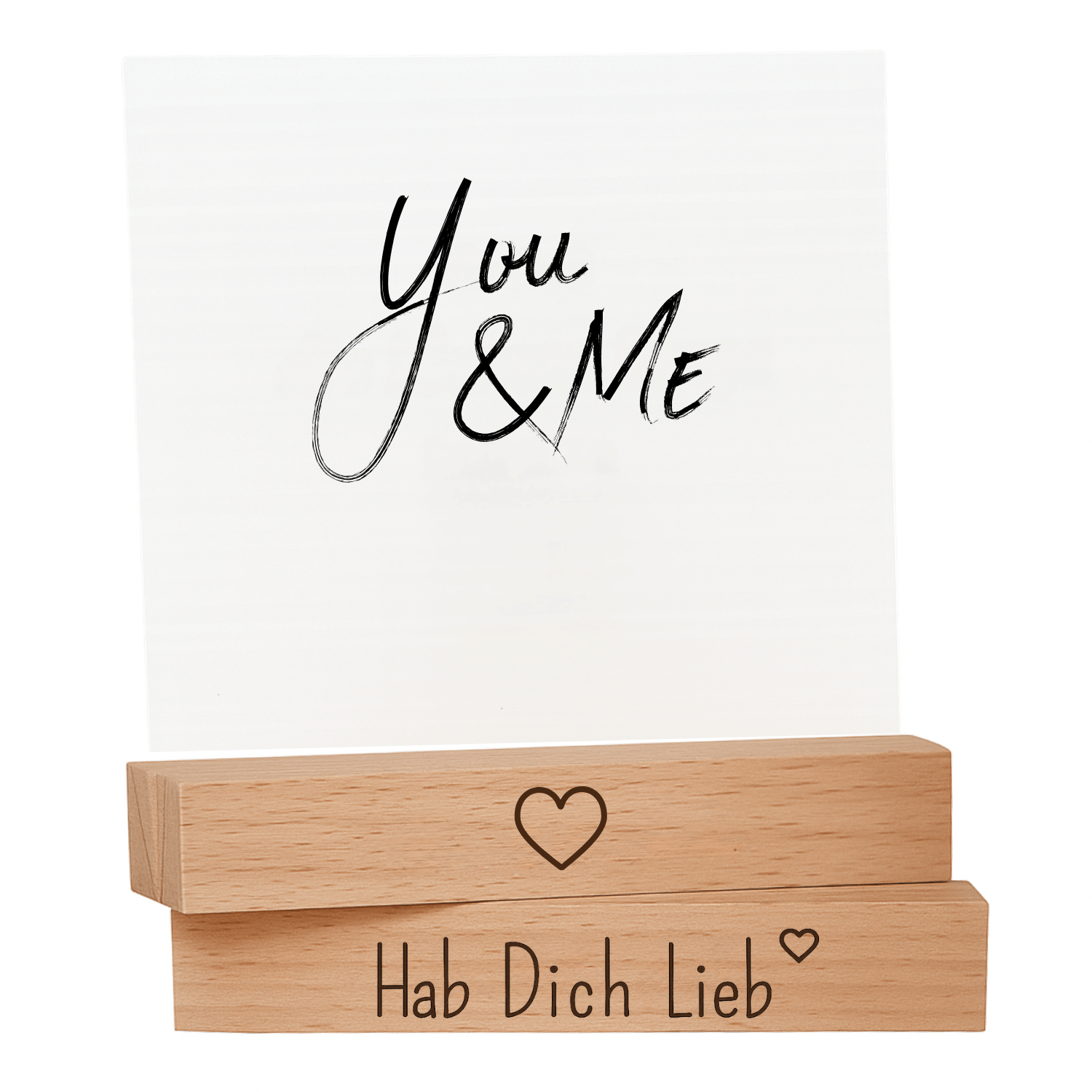 Kartenhalter Hab Dich Lieb – 2er Set Fotohalter Holz für Geschenke Freundin & Tischdeko - DwieDeko