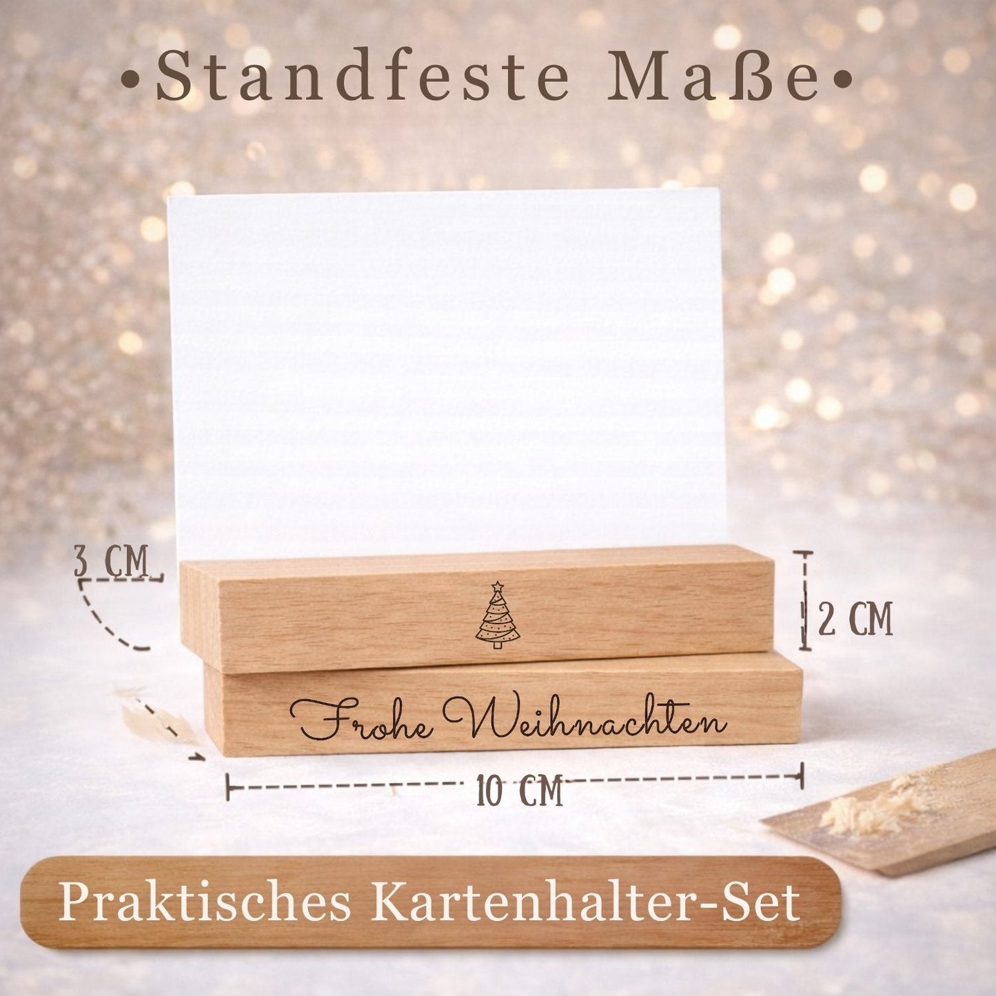 Kartenhalter Holz mit Gravur - Frohe Weihnachten - DwieDeko