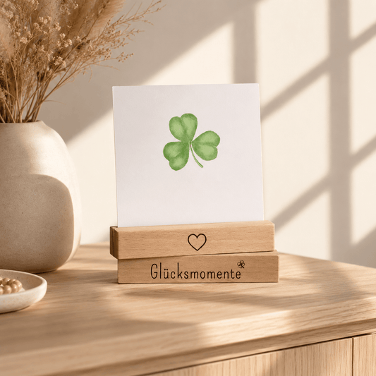 Kartenhalter Holz mit Gravur - Glücksmomente - DwieDeko
