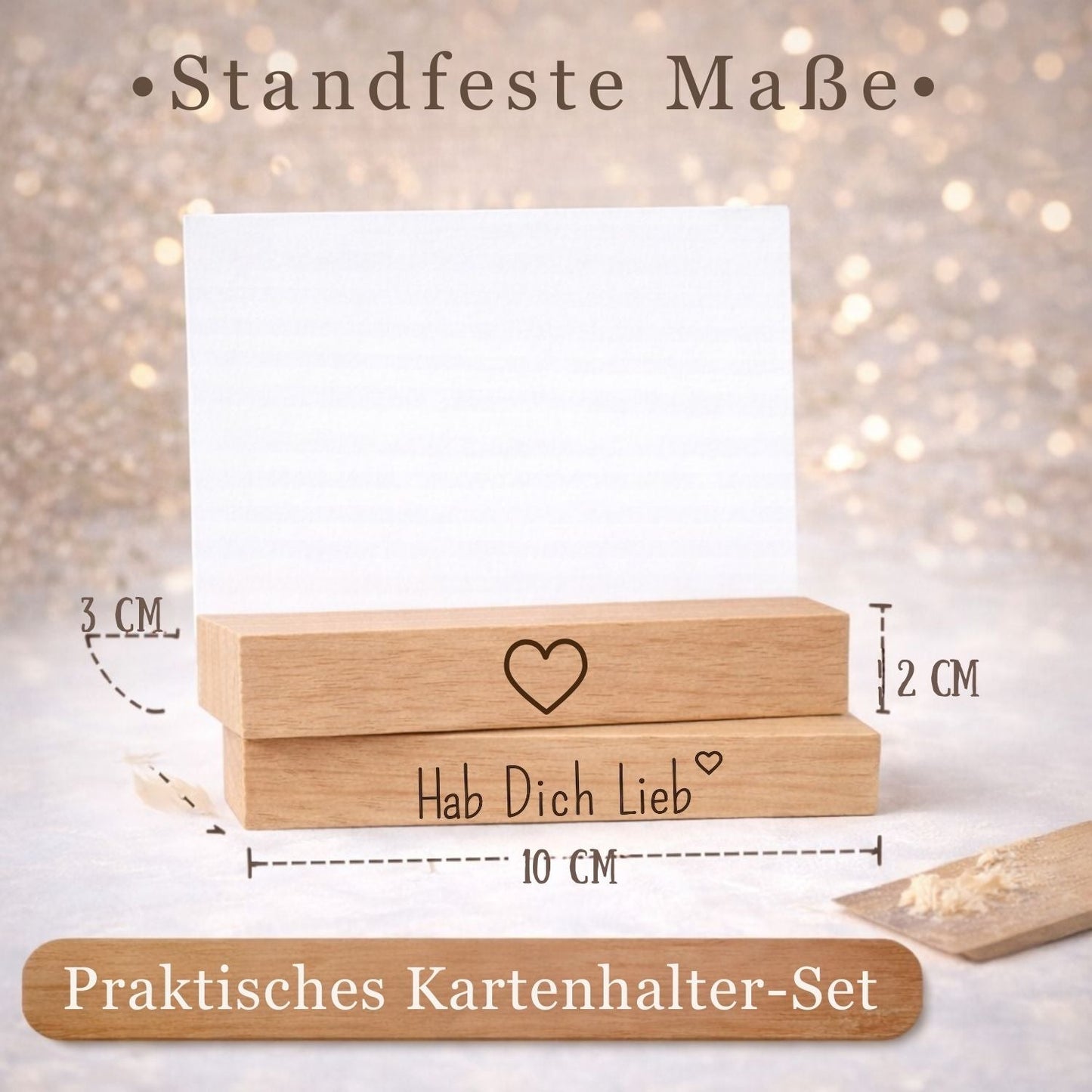 Kartenhalter Holz mit Gravur - Hab Dich Lieb - DwieDeko