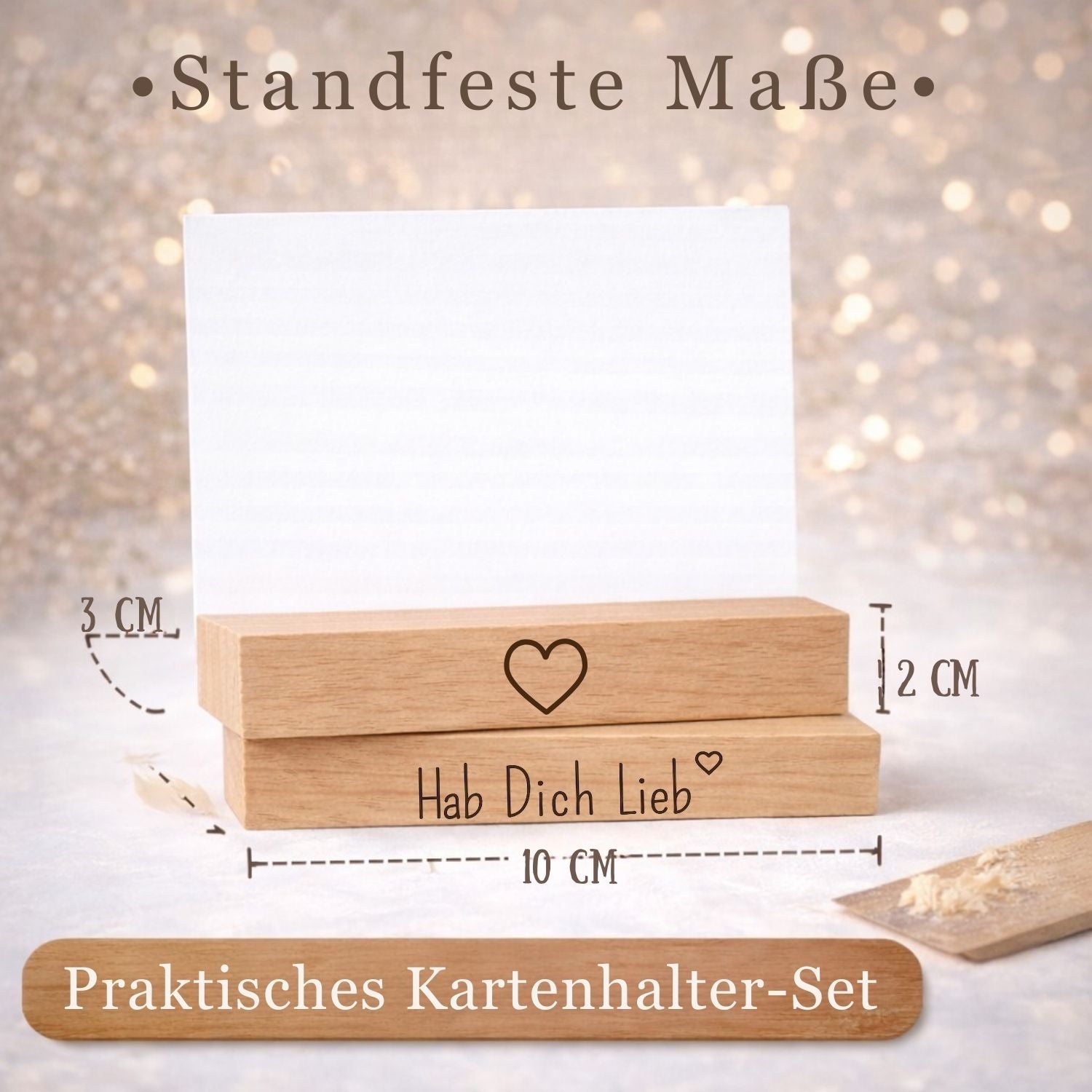 Kartenhalter Holz mit Gravur - Hab Dich Lieb - DwieDeko