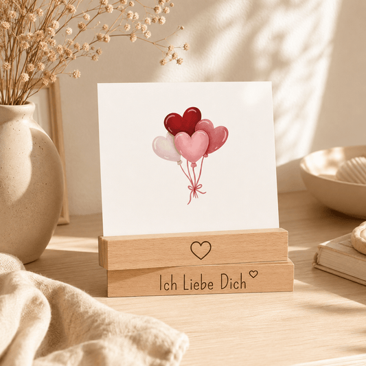 Kartenhalter Holz mit Gravur - Ich Liebe Dich - 2er Set - DwieDeko