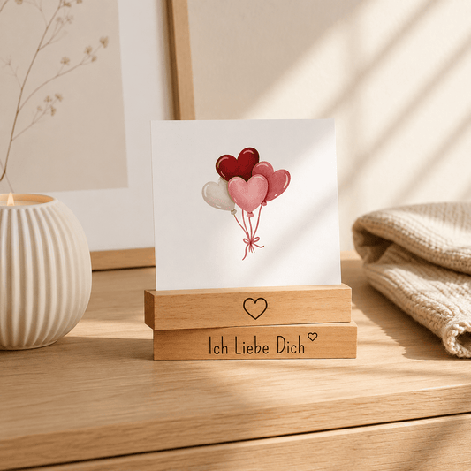 Kartenhalter Holz mit Gravur - Ich Liebe Dich - 2er Set - DwieDeko