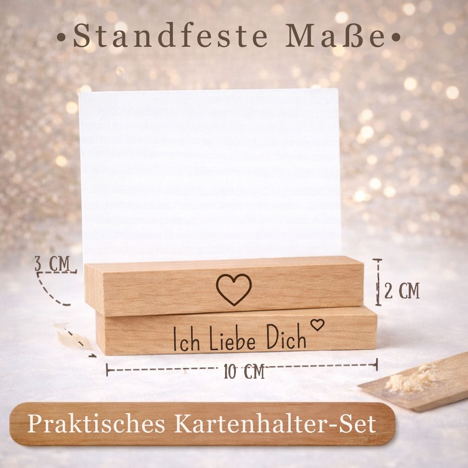 Kartenhalter Holz mit Gravur - Ich Liebe Dich - DwieDeko