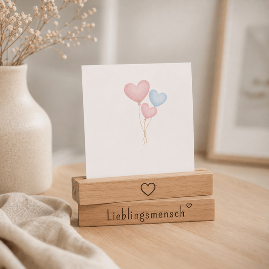 Kartenhalter Holz mit Gravur - Lieblingsmensch - 2er Set - DwieDeko
