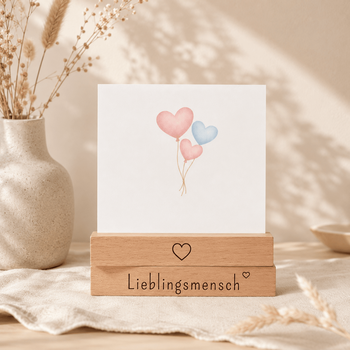 Kartenhalter Holz mit Gravur - Lieblingsmensch - 2er Set - DwieDeko