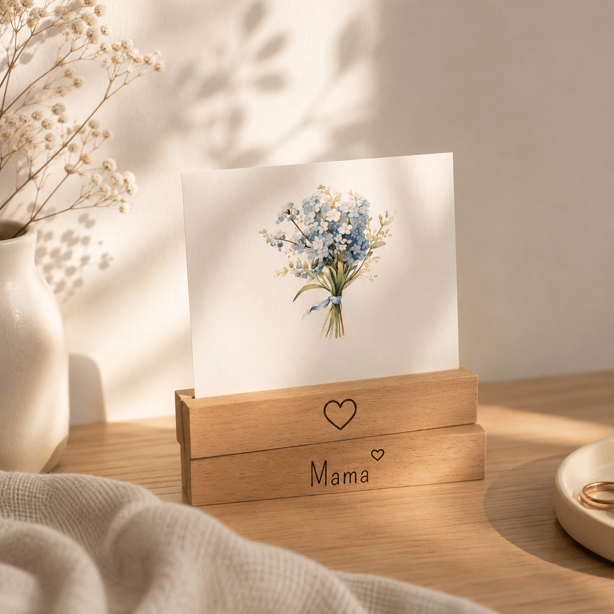 Kartenhalter Holz mit Gravur - Mama - 2er Set - DwieDeko