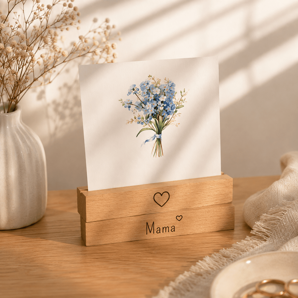 Kartenhalter Holz mit Gravur - Mama - 2er Set - DwieDeko