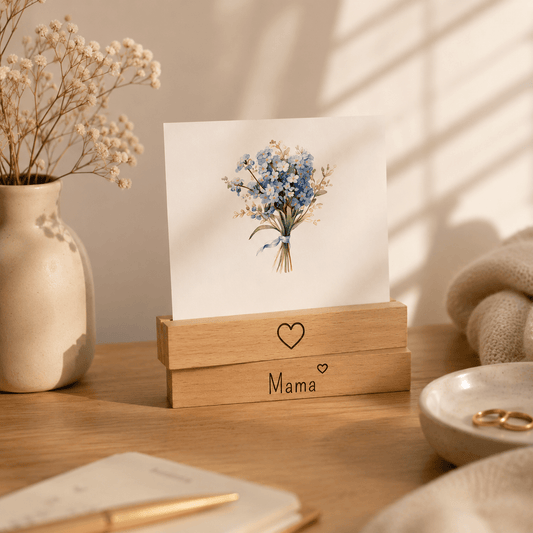 Kartenhalter Holz mit Gravur - Mama - 2er Set - DwieDeko
