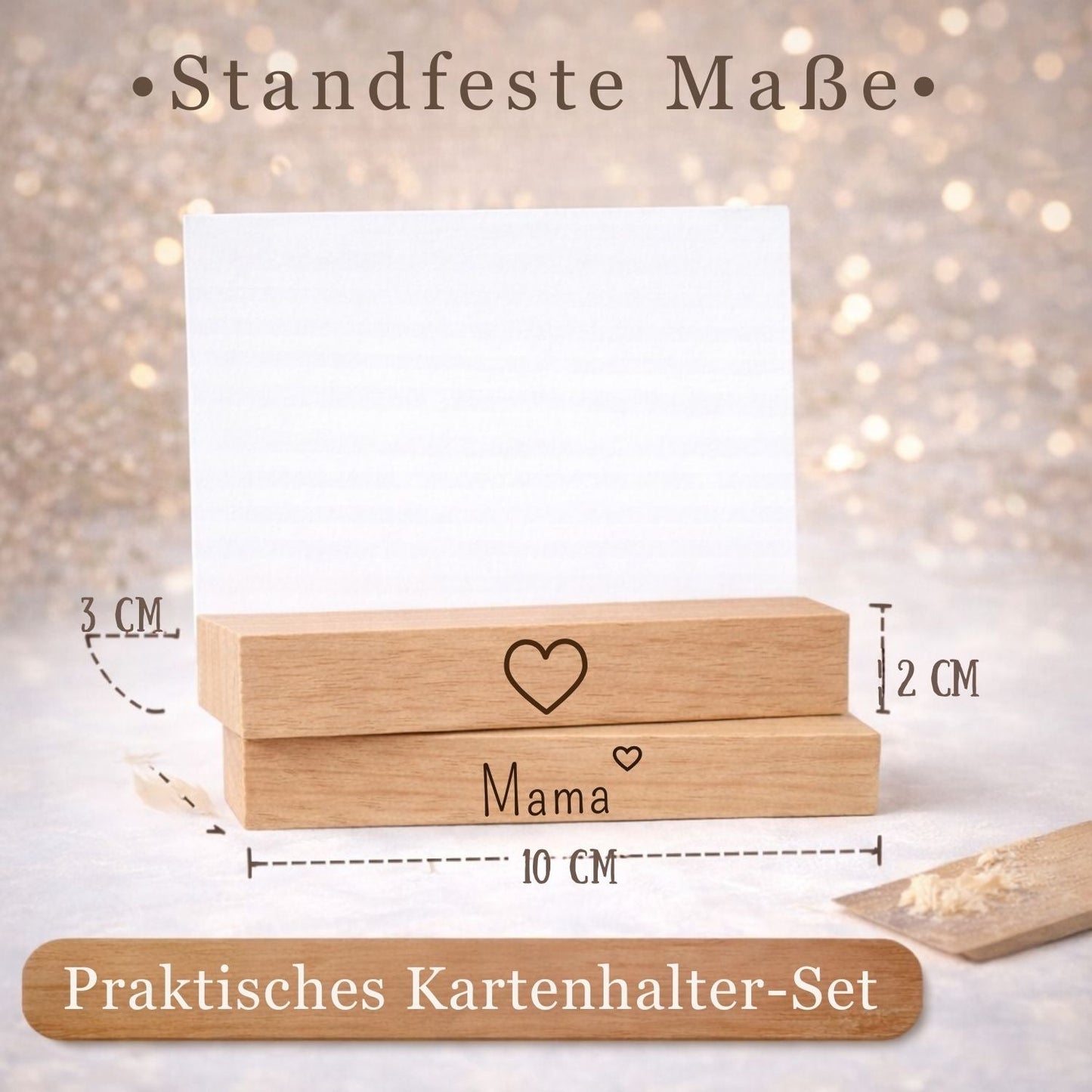 Kartenhalter Holz mit Gravur - Mama - DwieDeko