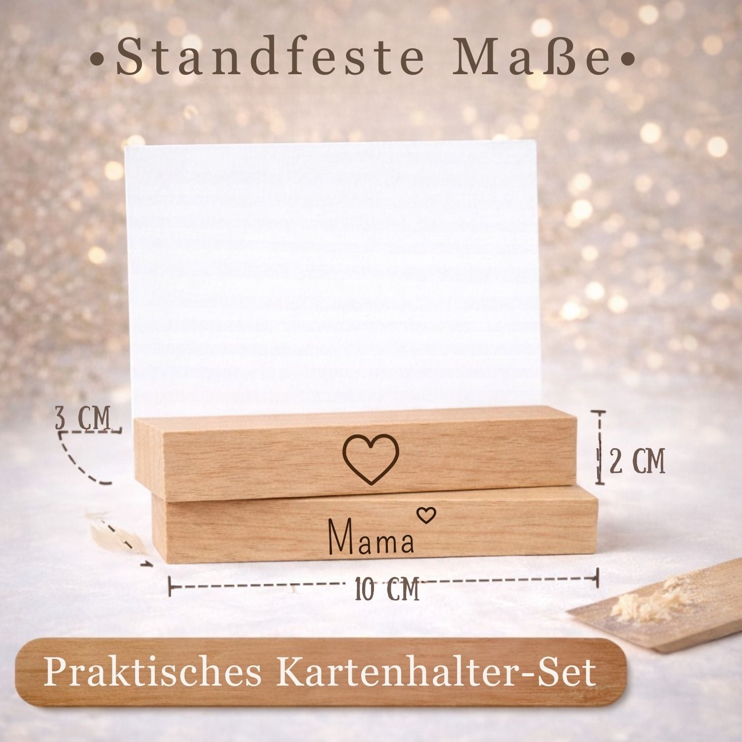 Kartenhalter Holz mit Gravur - Mama - DwieDeko