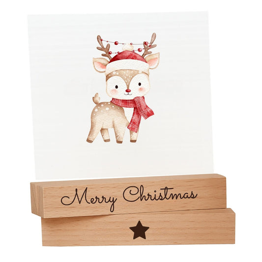 Kartenhalter Holz mit Gravur - Merry Christmas - 2er Set - DwieDeko