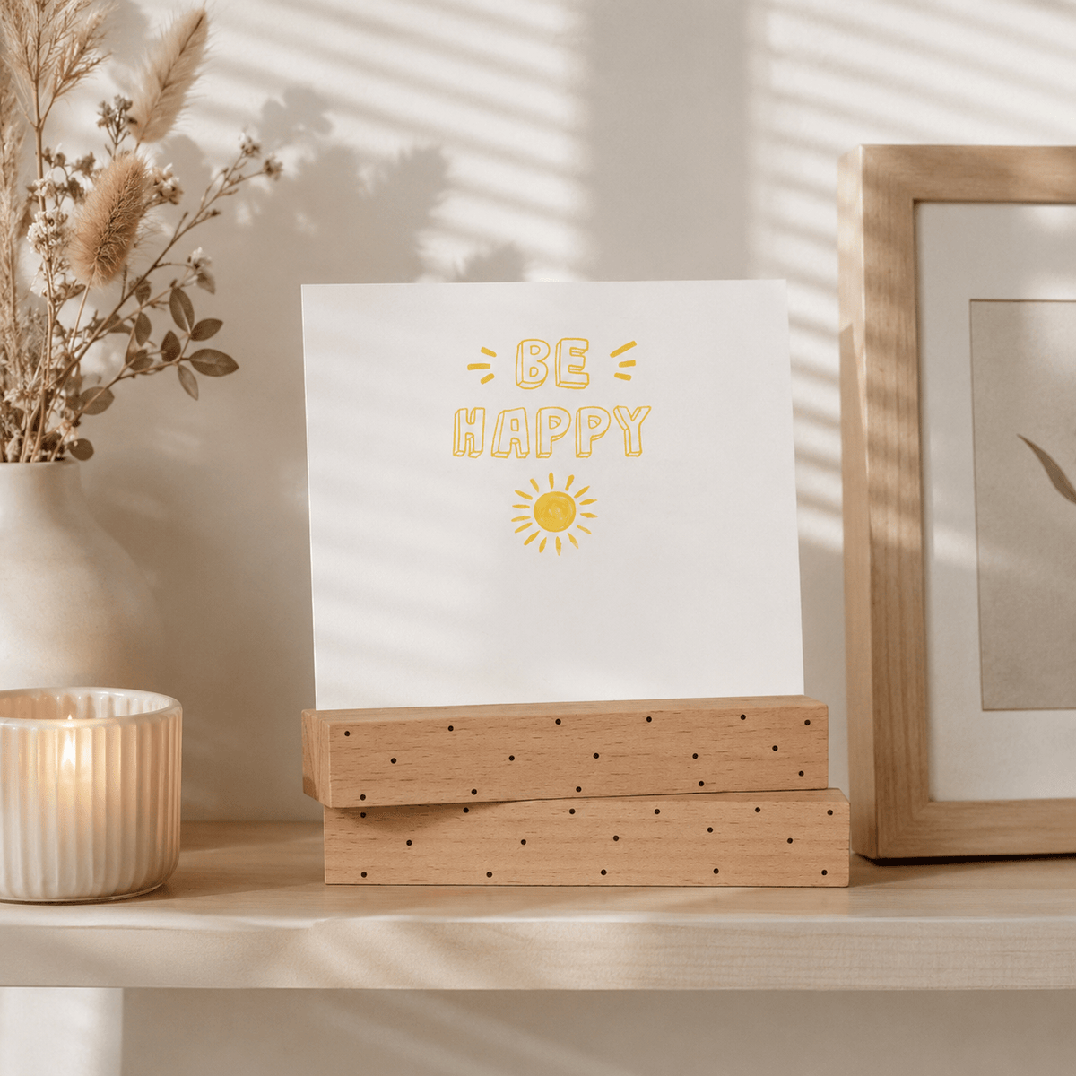 Kartenhalter Holz mit Gravur - Pünktchen - 2er Set - DwieDeko