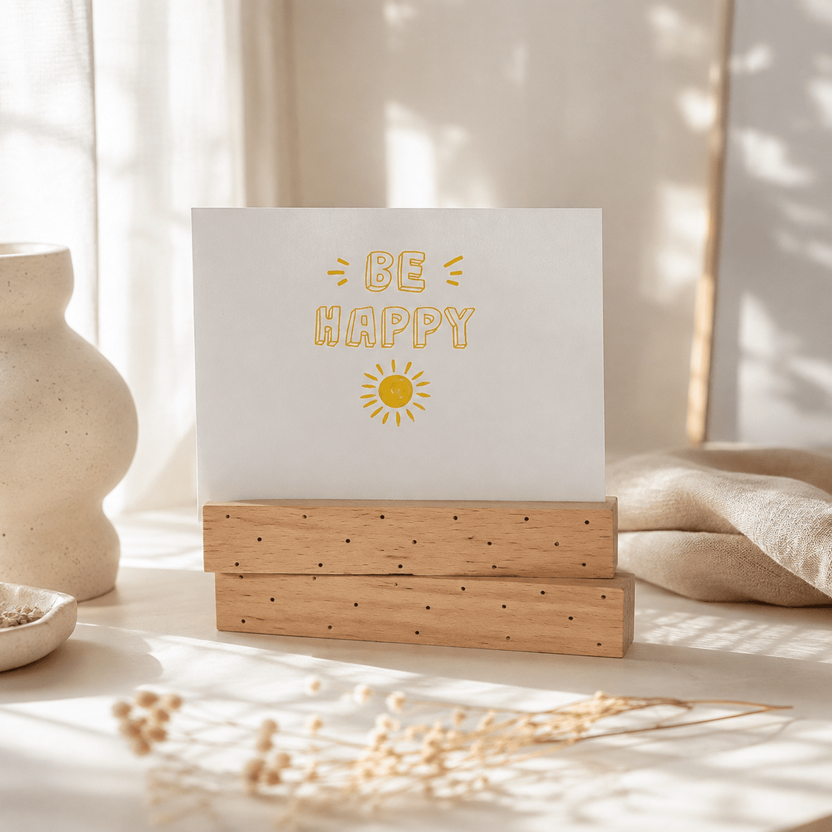 Kartenhalter Holz mit Gravur - Pünktchen - 2er Set - DwieDeko