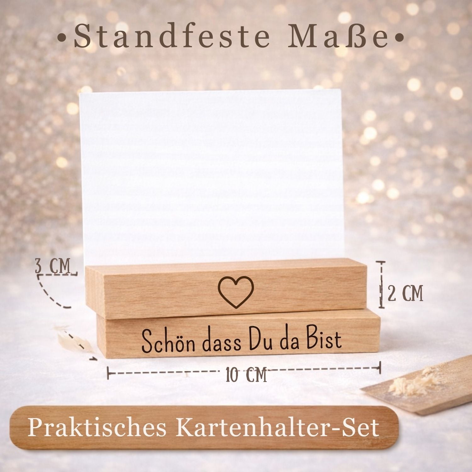 Kartenhalter Holz mit Gravur - Schön Dass du da Bist - DwieDeko