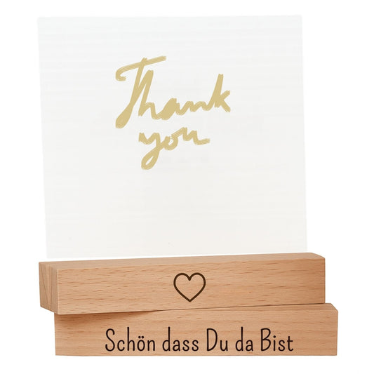 Kartenhalter Holz mit Gravur - Schön Dass du da Bist - DwieDeko