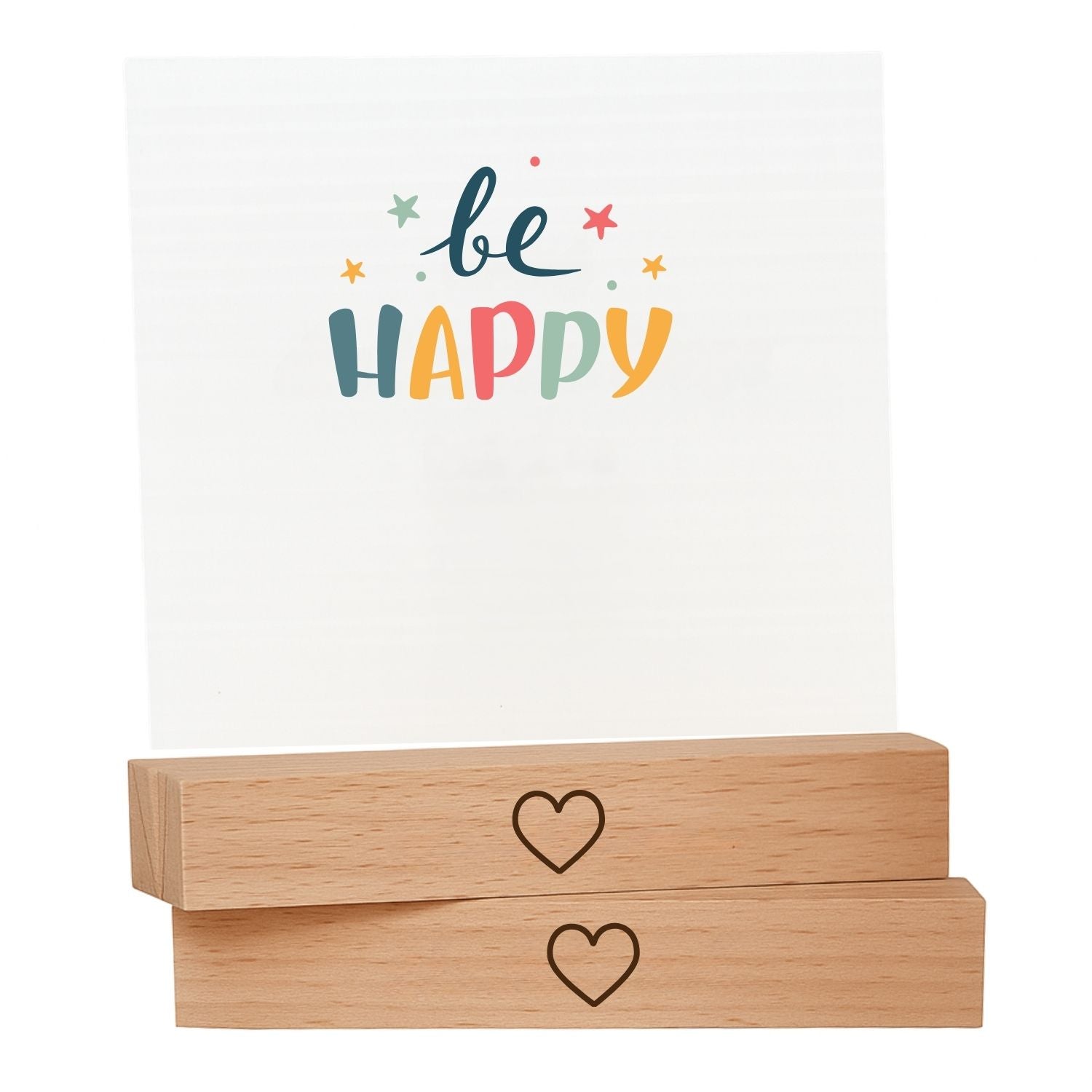 Kartenhalter Holz mit Gravur - schwarzes Herz - DwieDeko