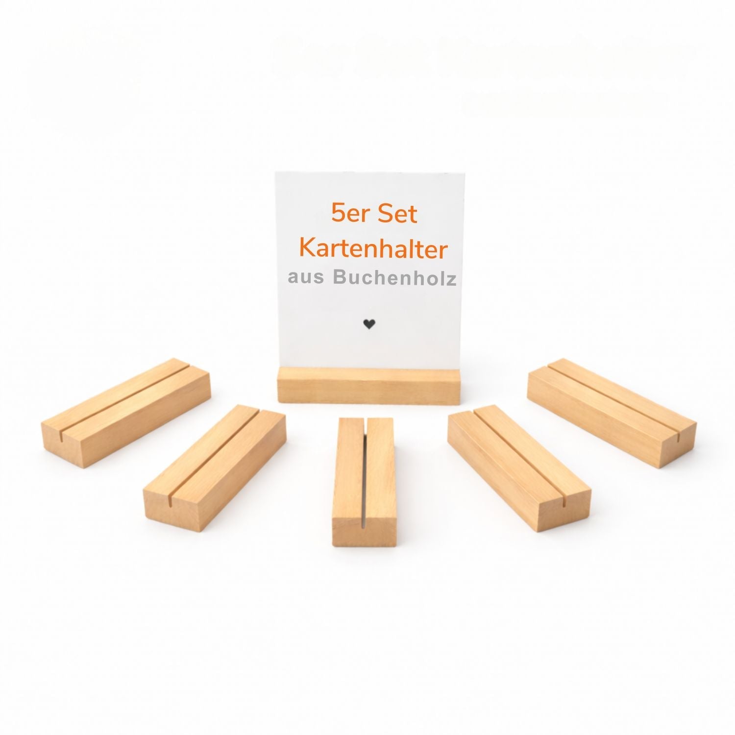 Kartenhalter Holz unbehandelt & blanko – 5er Set Tischkartenhalter - DwieDeko