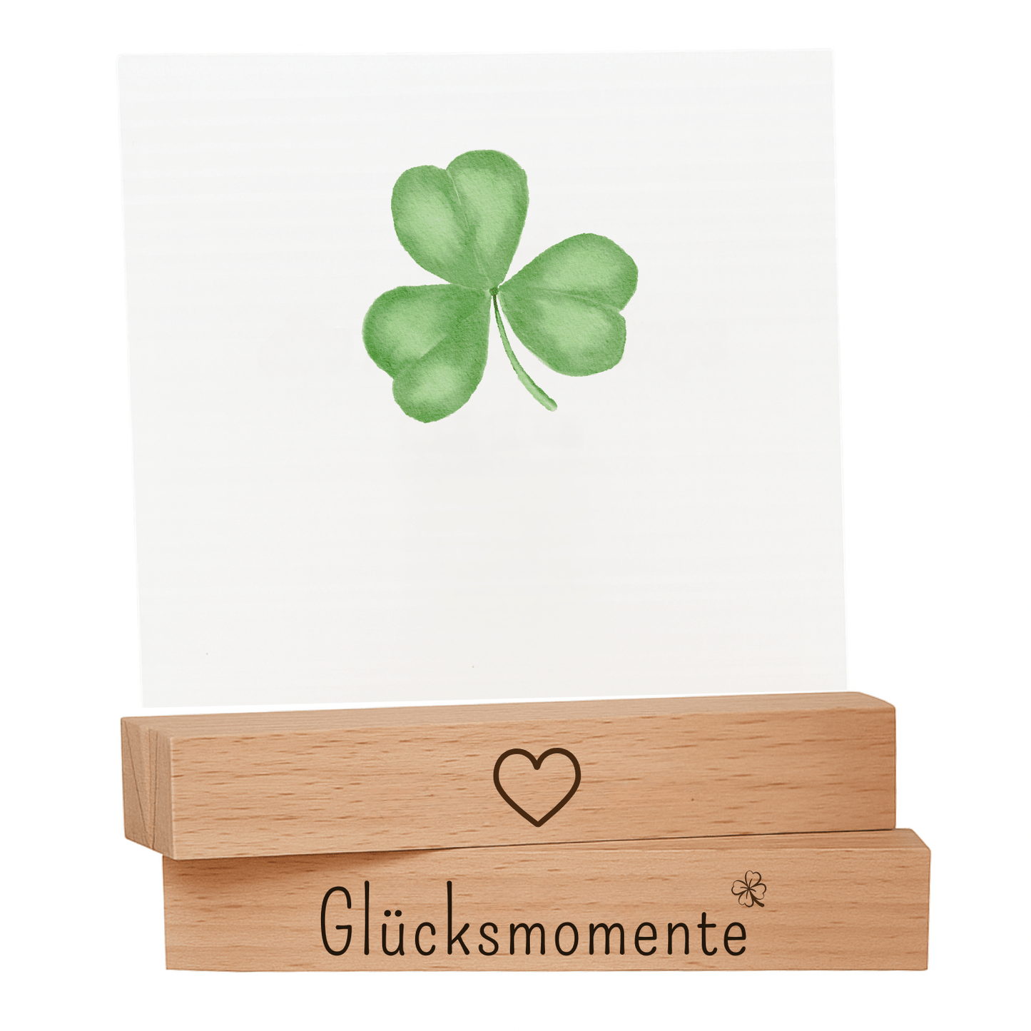 Kartenhalter mit Spruch Glücksmomente – 2er Set Holz Fotohalter Geschenk Freundin - DwieDeko