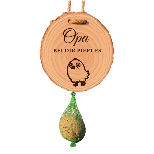 Lustiges Geschenk für Opa – „Bei dir piept’s“ Meisenknödelhalter mit Humor - DwieDeko