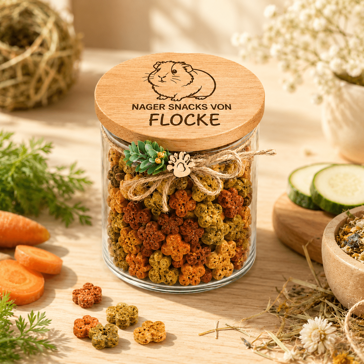 Meerschweinchen Leckerli Glas personalisiert - für Snacks & Futter - DwieDeko