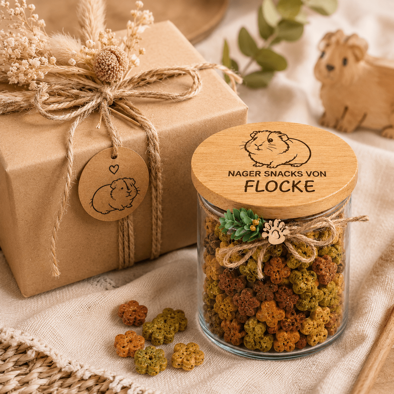 Meerschweinchen Leckerli Glas personalisiert - für Snacks & Futter - DwieDeko