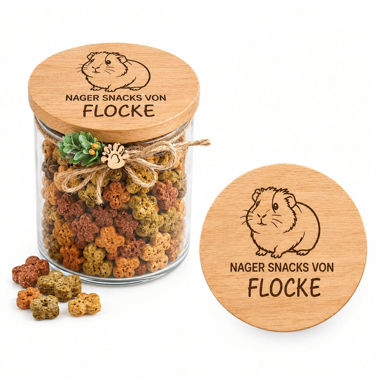 Meerschweinchen Leckerli Glas personalisiert - für Snacks & Futter - DwieDeko