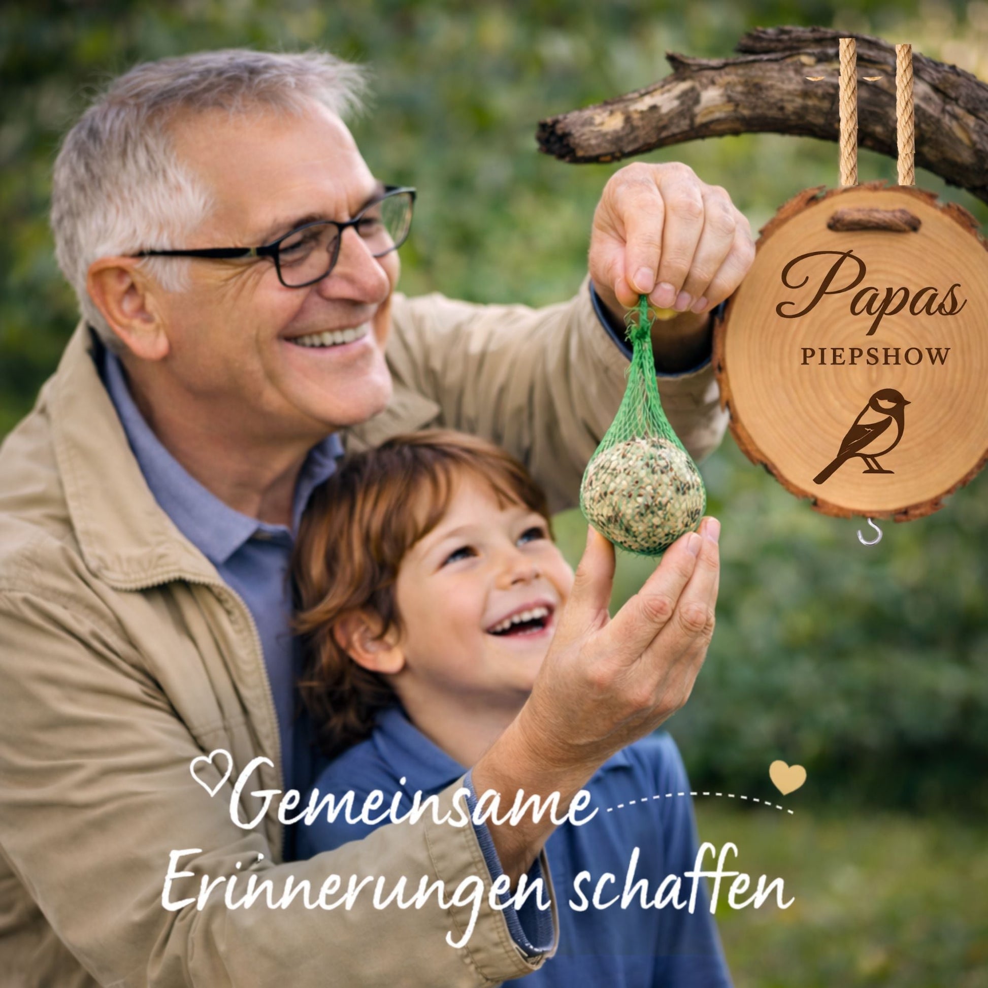 Meisenknödelhalter mit Gravur - Papas Piepshow - DwieDeko