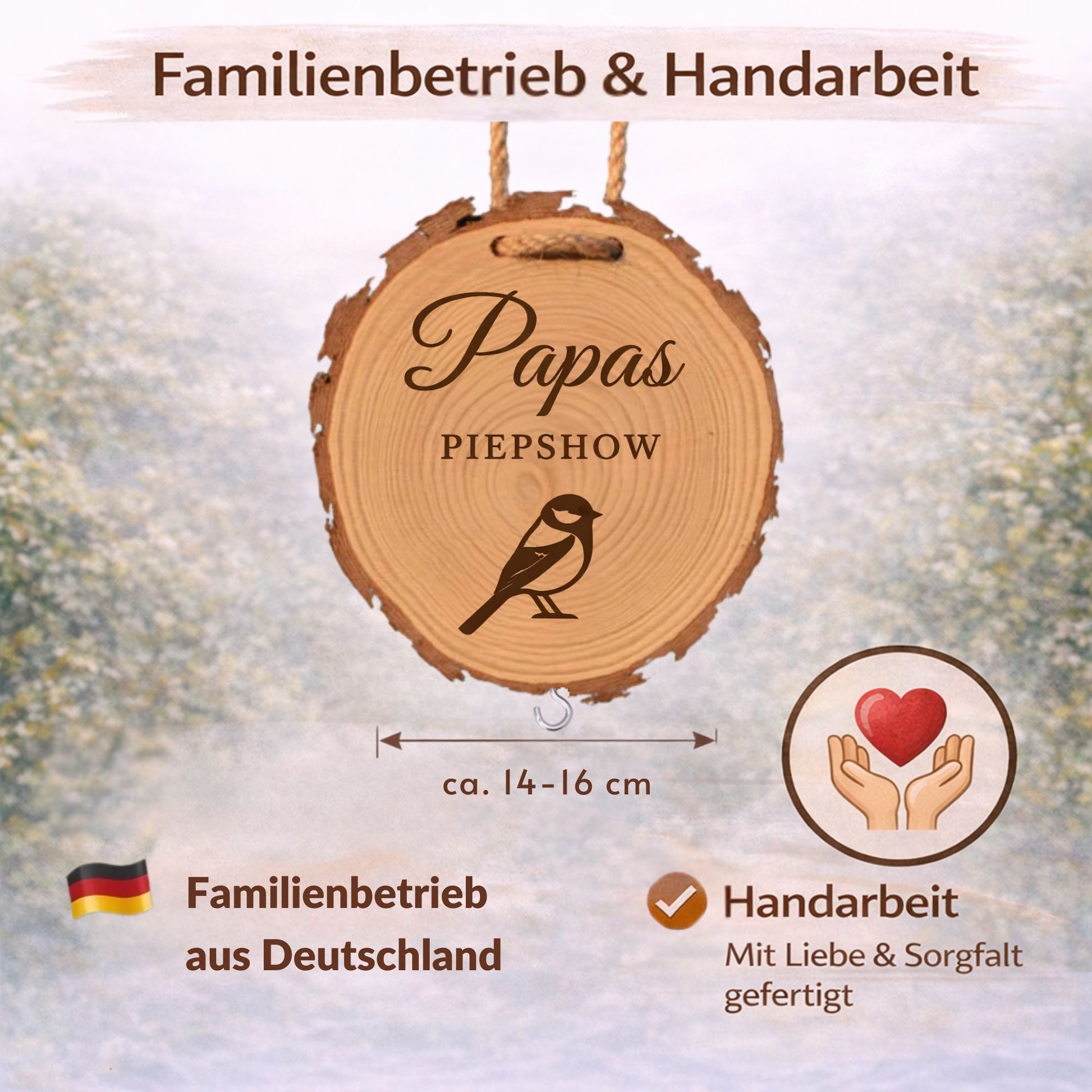 Meisenknödelhalter mit Gravur - Papas Piepshow - DwieDeko