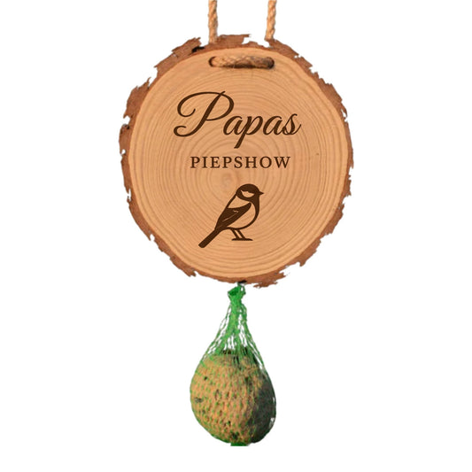Meisenknödelhalter mit Gravur - Papas Piepshow - DwieDeko