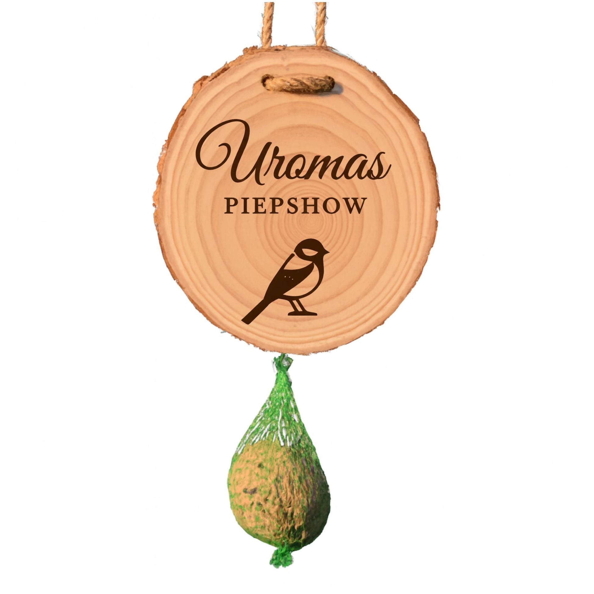 Meisenknödelhalter mit Gravur - Uromas Piepshow - DwieDeko