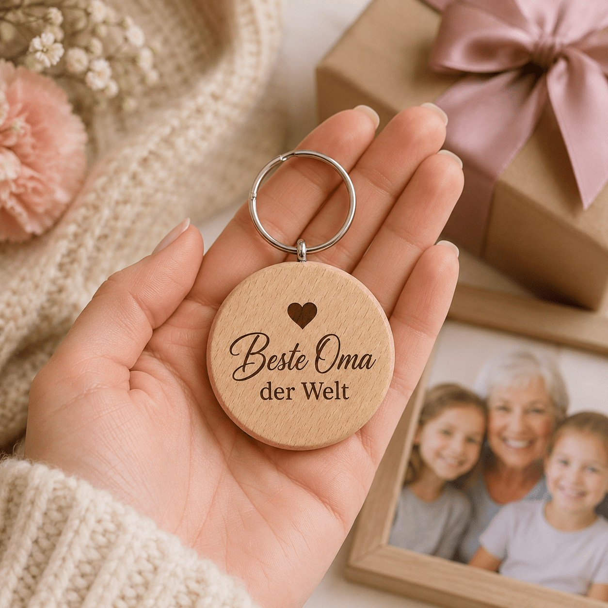 Oma Geschenk – Schlüsselanhänger „Beste Oma der Welt“ - DwieDeko