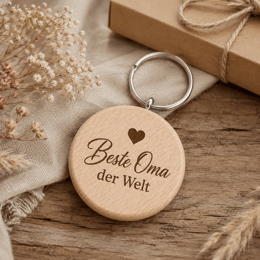 Oma Geschenk – Schlüsselanhänger „Beste Oma der Welt“ - DwieDeko