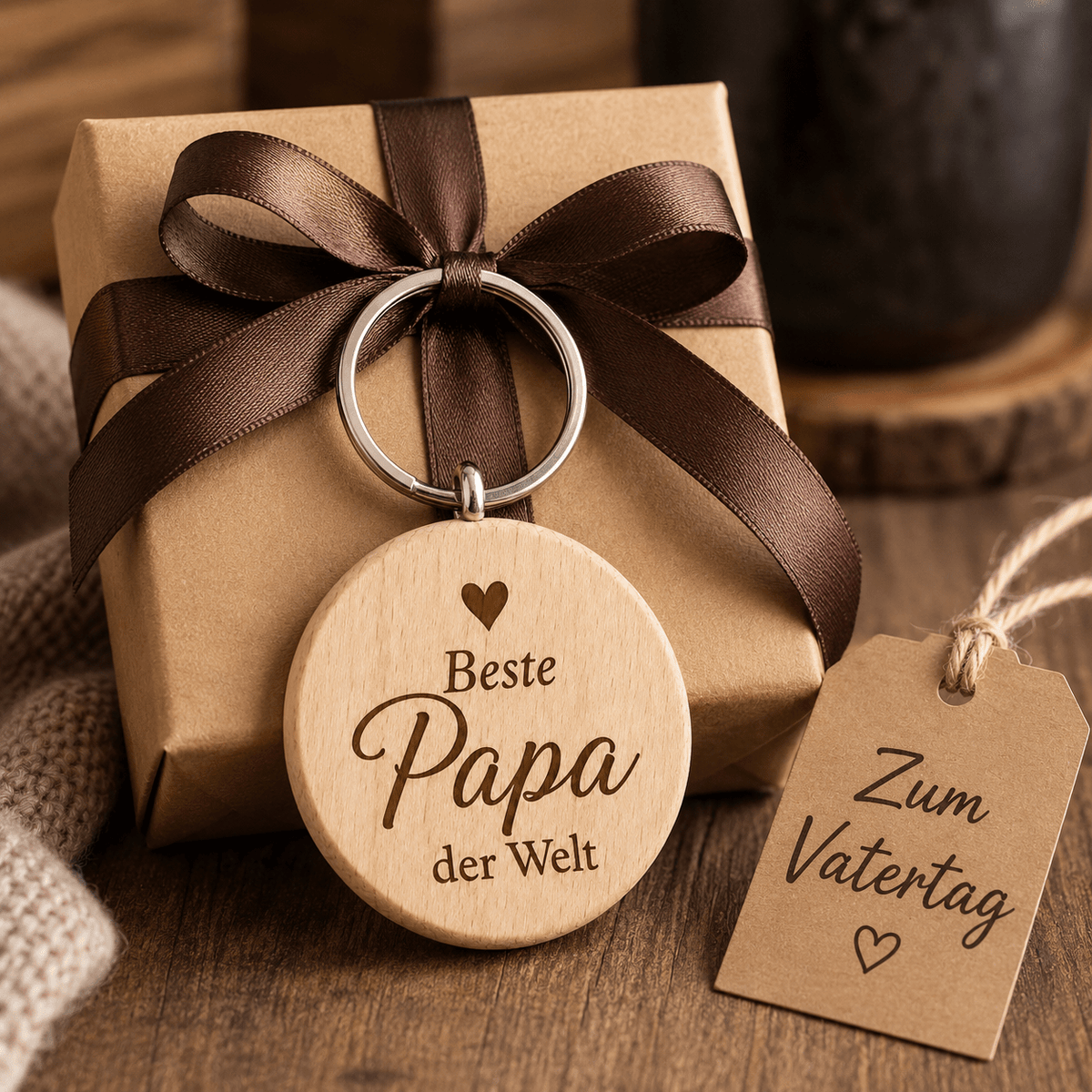 Papa Geschenk – Schlüsselanhänger „Bester Papa der Welt“ - DwieDeko